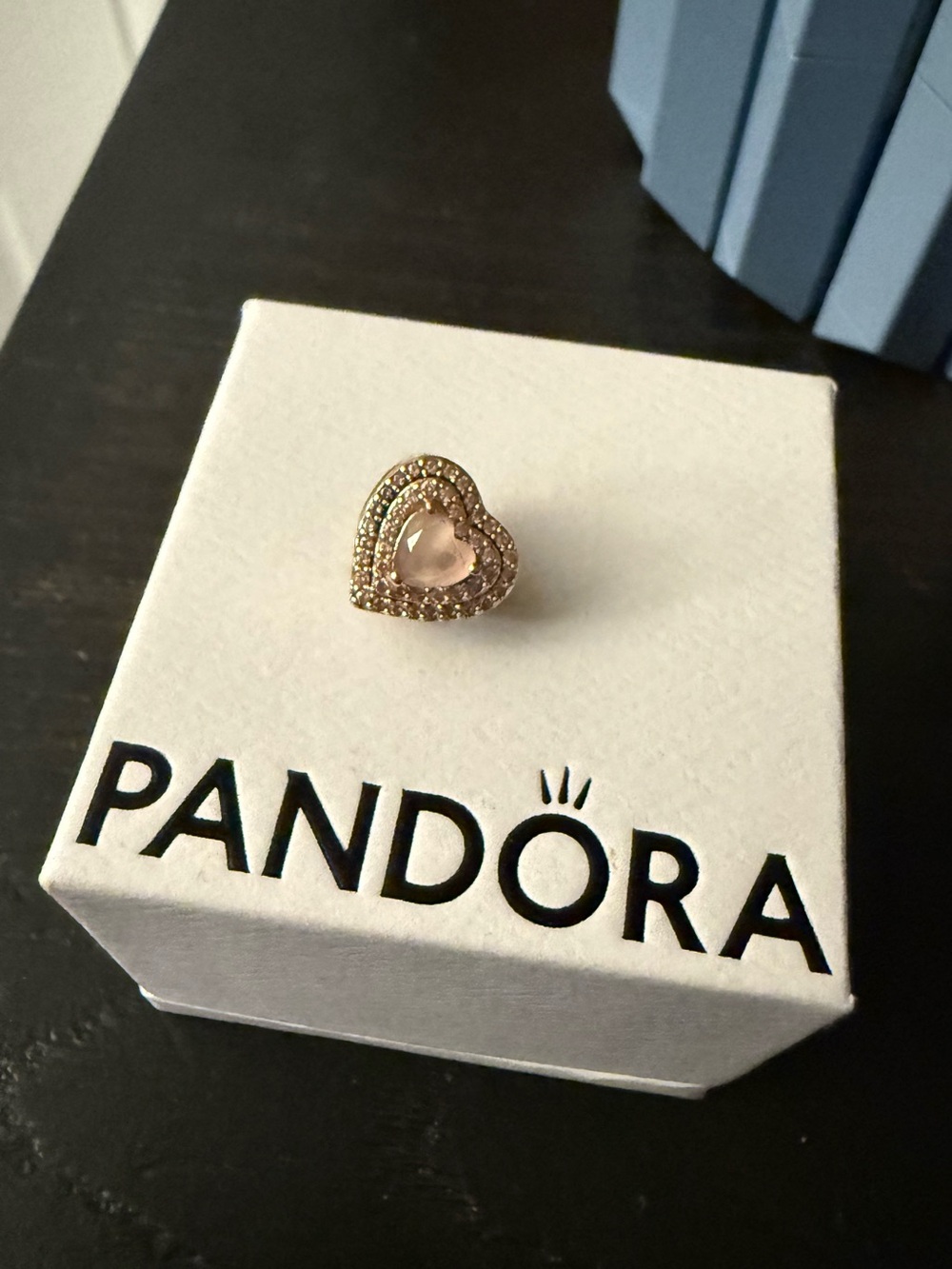 Pandora Rose Gold Heart Charm with Pink Center Stone